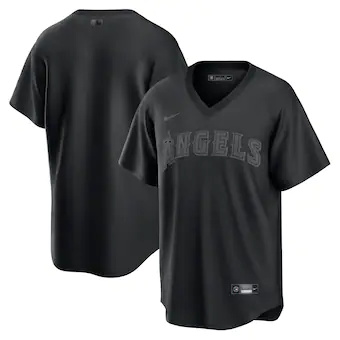 mens nike black los angeles angels pitch black fashion repl